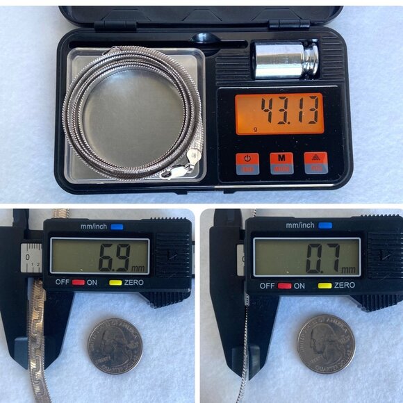 Milor Sterling Silver Italy Patterned Smooth Reversible Herringbone Chain 36" - Picture 10 of 16